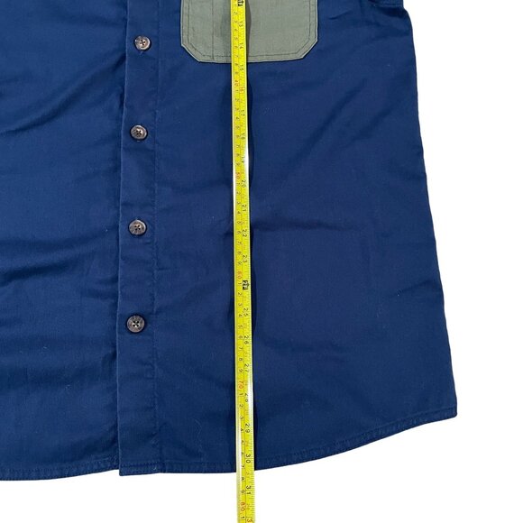 Duluth Trading Men's Everyday Shop Shirt Size Medium Green Blue Colorblock Retro - Picture 4 of 5